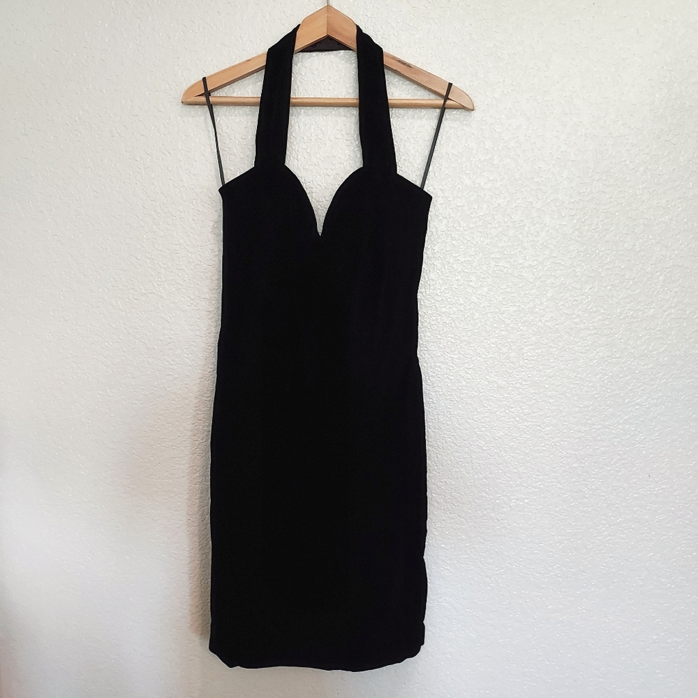 Vintage Hollywood Nites Black Velvet Dress Size 10